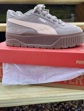 Puma Platform Suede Sneakers in Taupe and Blush